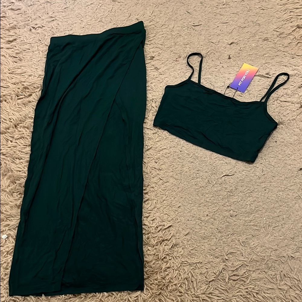 Crop Cami Top & Split Thigh Skirt Set